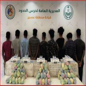 حرس الحدود بعسير يقبض على 9 مخالفين لتهريبهم 88 كيلوجرامًا من القات