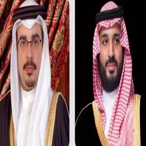 سمو ولي العهد يبعث برقية شكر لسمو ولي عهد مملكة البحرين إثر مغادرته المنامة