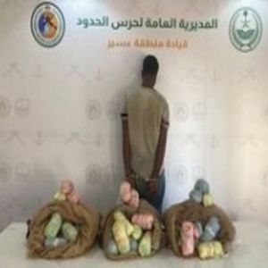 حرس الحدود بعسير يقبض على إثيوبي لتهريبه 36 كيلوجراما من القات المخدر