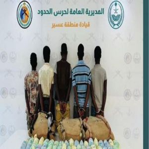 القبض على 5 مخالفين إثيوبيين لتهريبهم 84 كجم من القات بعسير