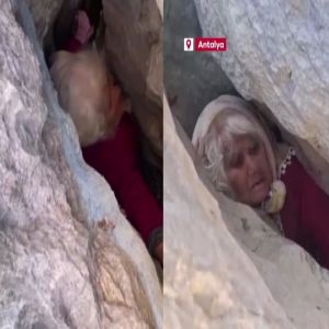 نجاة عجوز تركية بأعجوبة بعد سقوطها بين الصخور ومحاصرتها