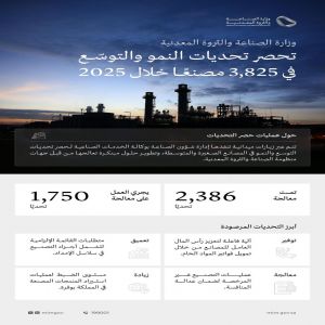 وزارة الصناعة والثروة المعدنية تحصر تحديات النمو والتوسّع في 3,825 مصنعًا خلال 2025