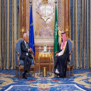 سمو ولي العهد يلتقي رئيس المجلس الأوروبي