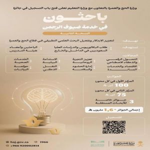 "الحج والعمرة" و"التعليم" تعلنان فتح باب التسجيل في جائزة "باحثون في خدمة ضيوف الرحمن"