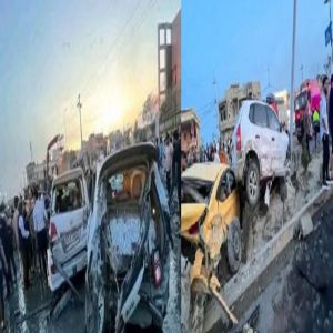 حادث مروع لشاحنة تصطدم بـ 30 سيارة وتسبب انفجاراً ضخما بالعراق