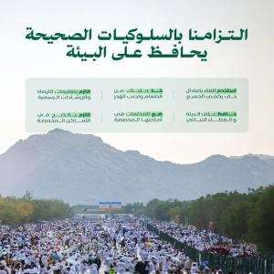 "البيئة" تدعو حجاج بيت الله الحرام إلى الالتزام بالممارسات السليمة حفاظًا على الموارد الطبيعية ودعمًا للأمن المائي والغذائي