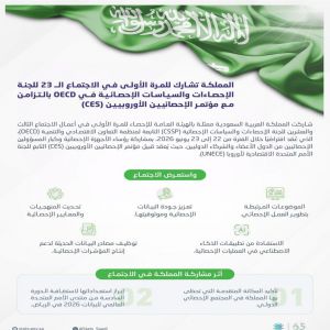 المملكة تُشارك في الاجتماع الــ 23 للجنة الإحصاءات والسياسات الإحصائية في OECD