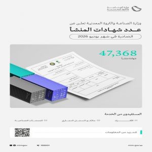 وزارة الصناعة والثروة المعدنية تصدر أكثر من 47 ألف "شهادة منشأ" في شهر يونيو 2026