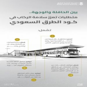 هيئة الطرق: كود الطرق السعودي يعزز سلامة ركاب الحافلات بمعايير موحدة في وسائل النقل العام