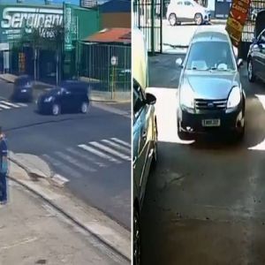 سائق محظوظ ينجو بسيارته من حادث اصطدام غريب في البرازيل