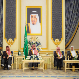 سمو ولي العهد يستقبل أصحاب السمو الأمراء والفضيلة العلماء والمعالي وجمعًا من المواطنين