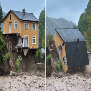 السيول تجرف منزلًا من 3 طوابق أمام السكان بتركيا