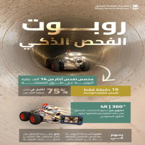 هيئة الطرق تطلق روبوتًا لفحص العبّارات الأنبوبية لتعزيز جودة الطرق وتعزيز السلامة المهنية